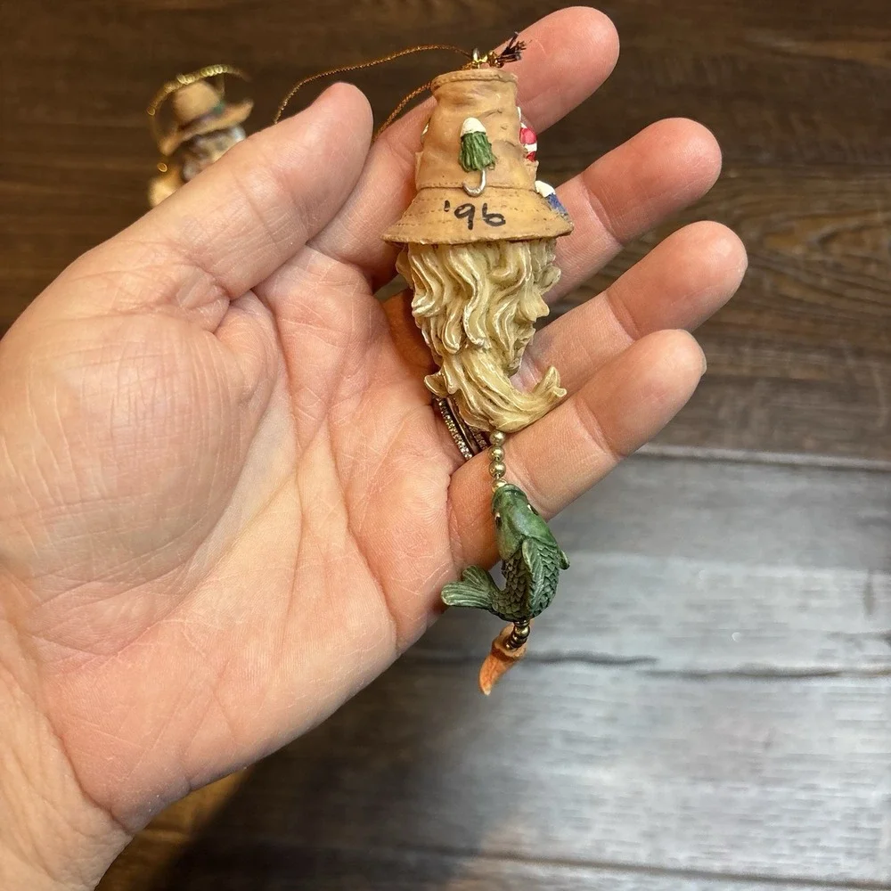 Vintage‎ Fisherman Tree Ornaments  - Fishing Fish Theme Lot Of 3 '96 Christmas
